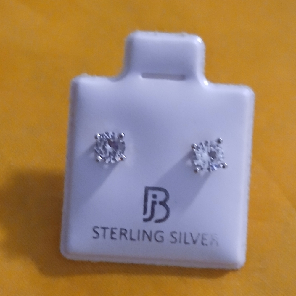 925 Sterling Silver Round CZ Stud Earrings 4mm Set White Cubic Zirconia